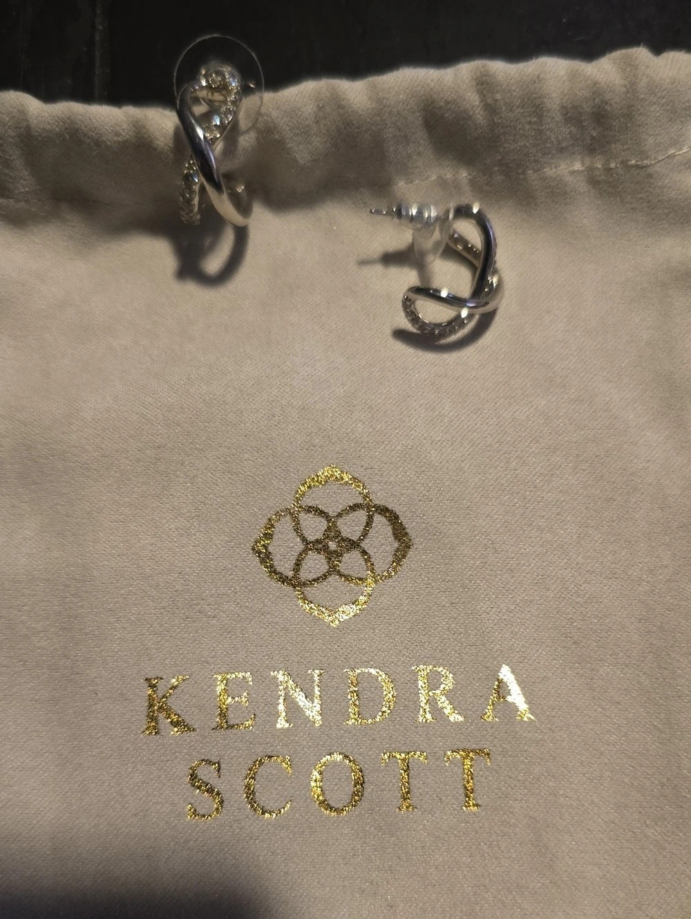 Kendra Scott Ella Pavé Twist Hoop Earrings Gold & Silver